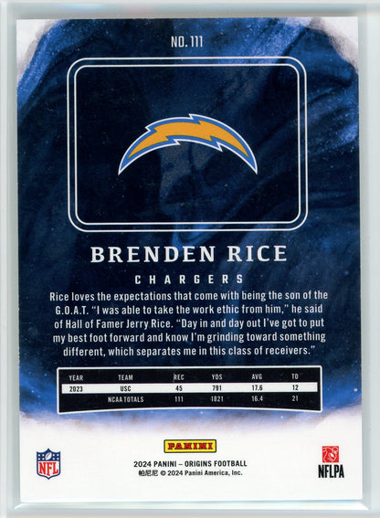 2024 Panini Origins #111 Brenden Rice Turquoise #/25