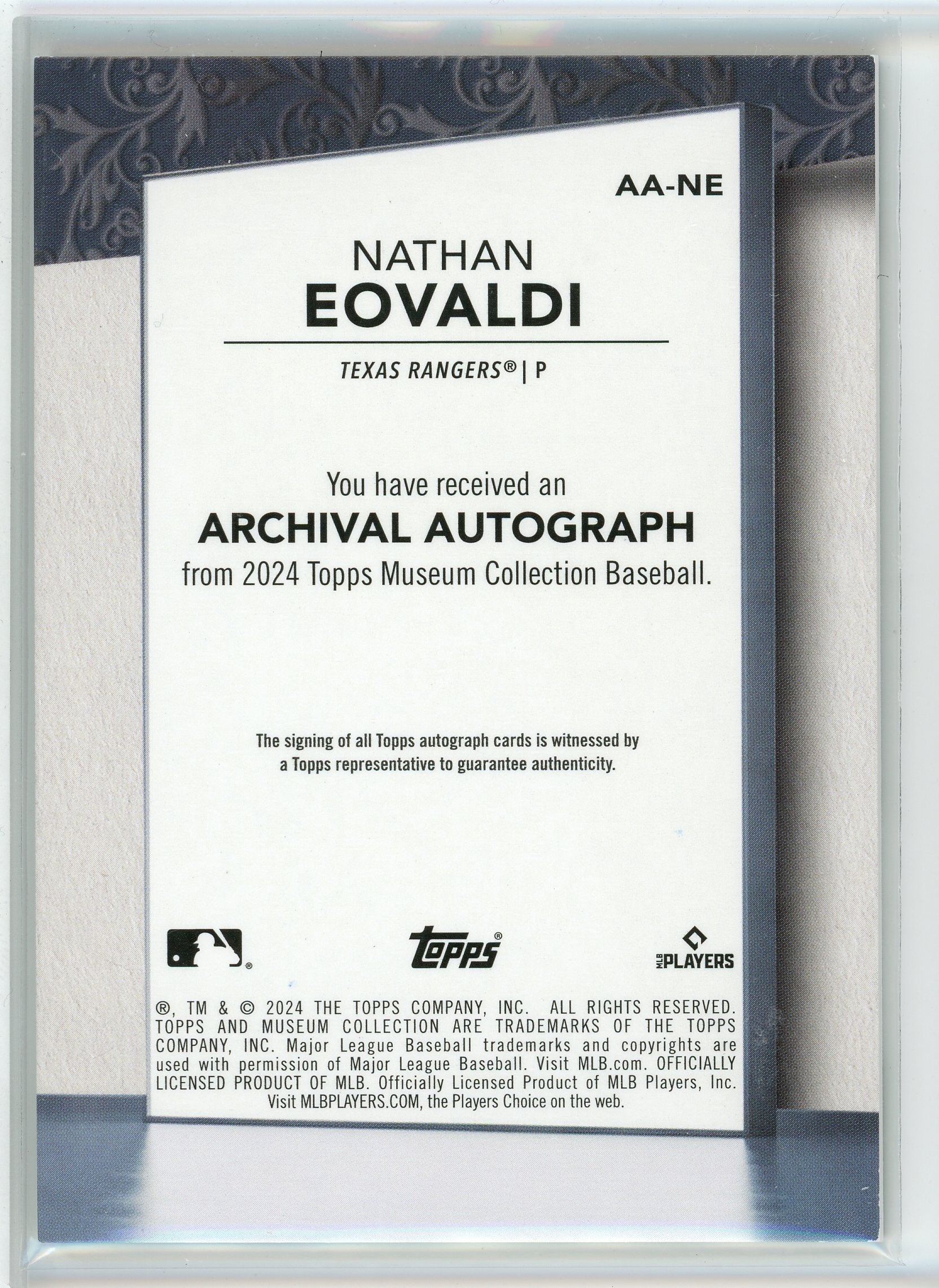 2024 Topps Museum Collection #AA-NE Nathan Eovaldi Archival Autograph /299