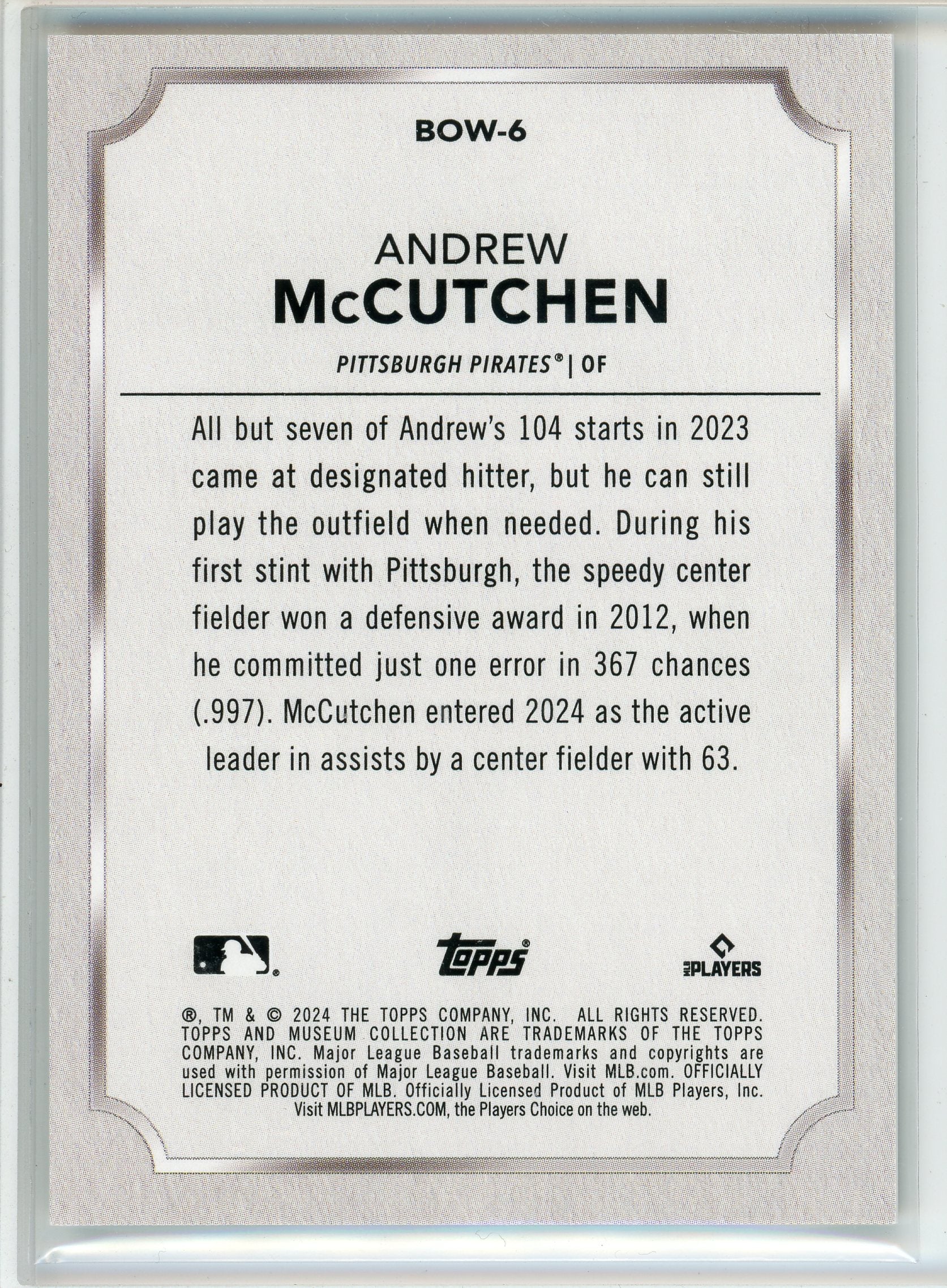 2024 Topps Museum Collection #BOW-6 Andrew McCutchen