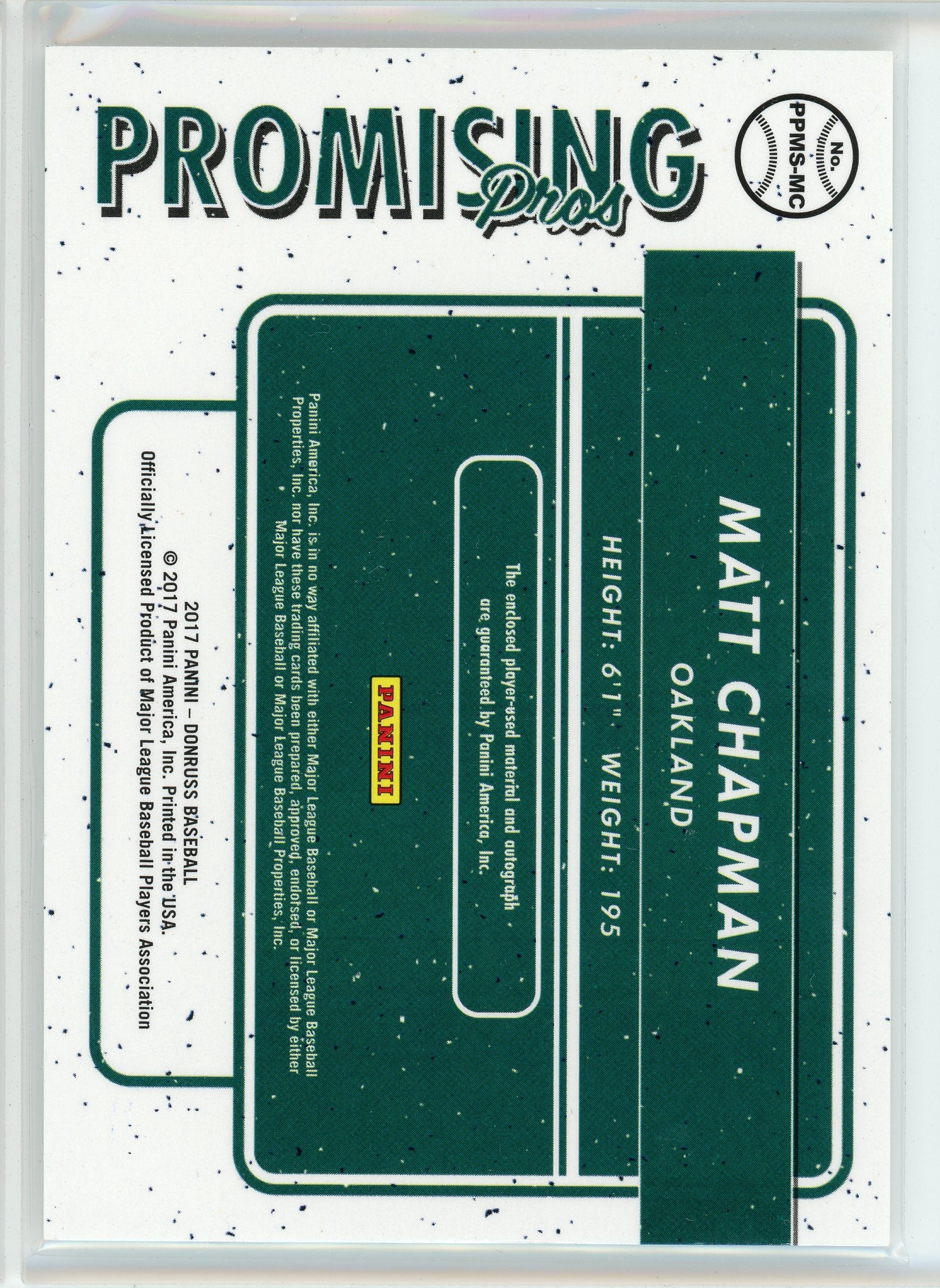 2017 Donruss #PPMS-MC Matt Chapman Promising Pros Patch Auto