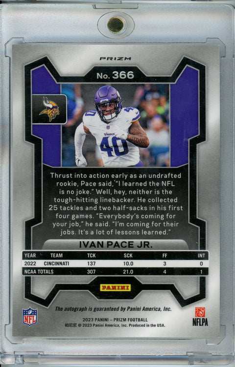 2023 Panini Prizm #366 Ivan Pace JR. No Huddle Prizm Auto