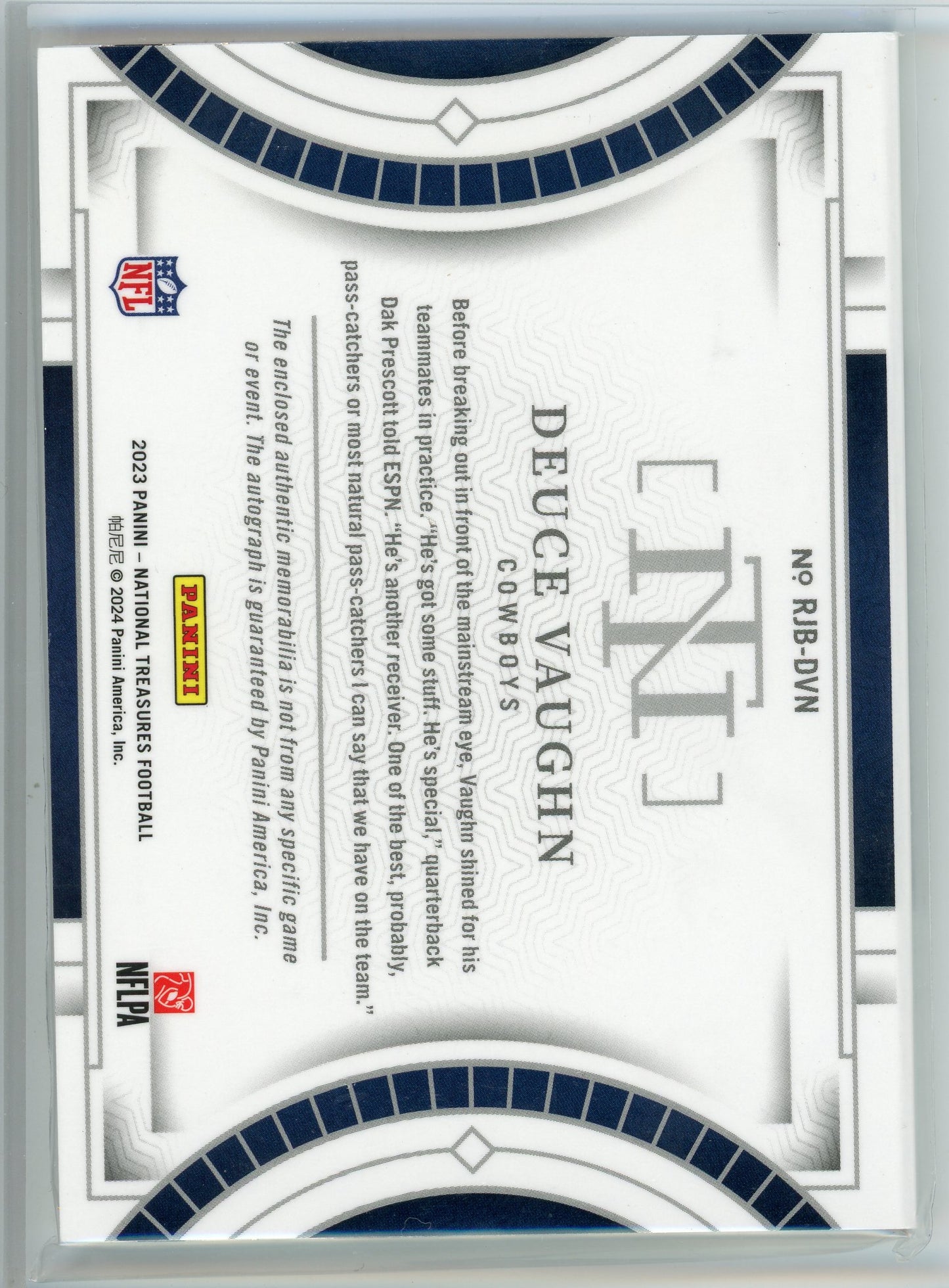 2023 Panini National Treasures #RJB-DVN Deuce Vaughn Rookie Sig. Booklet /99