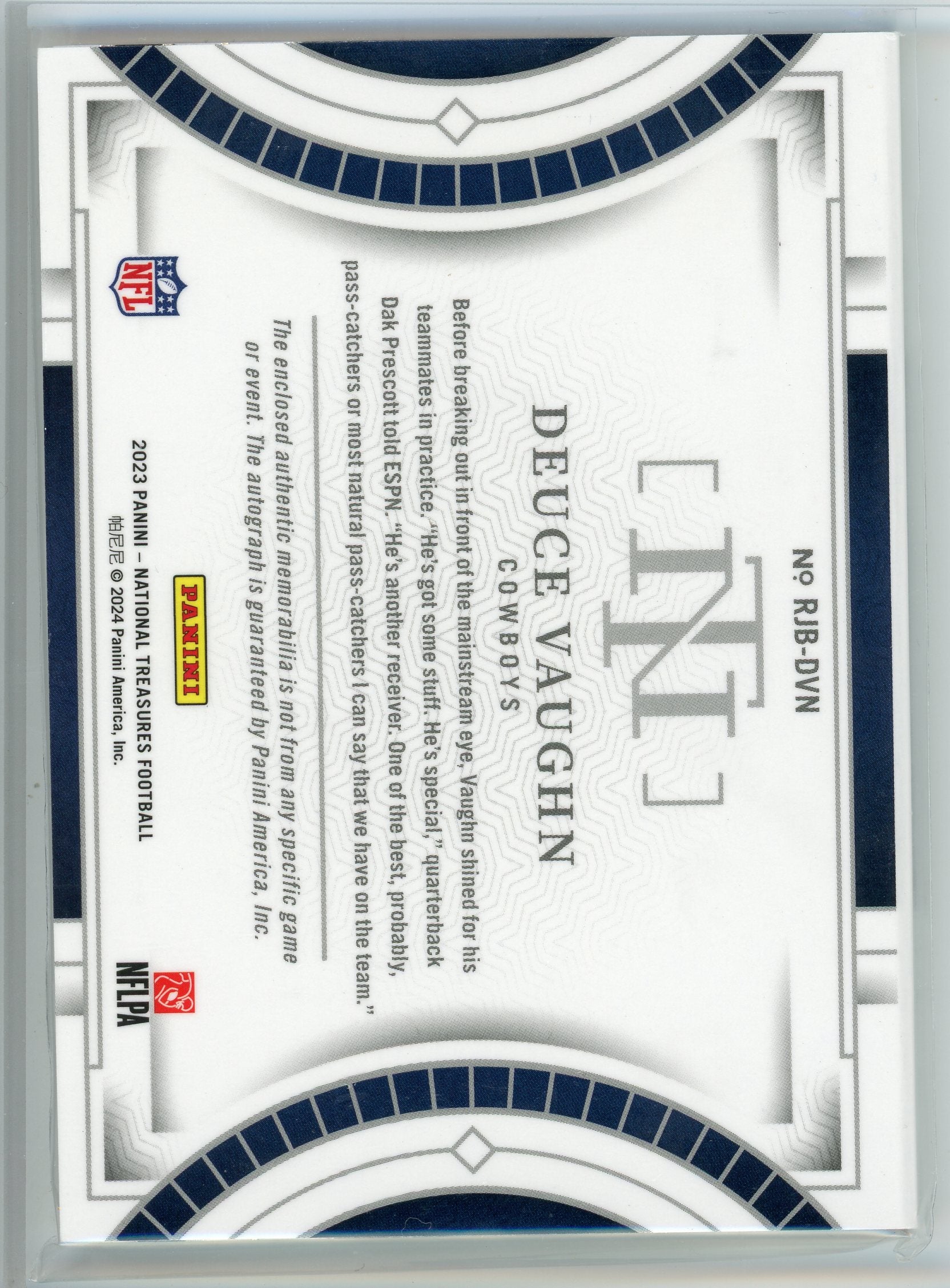 2023 Panini National Treasures #RJB-DVN Deuce Vaughn Rookie Sig. Booklet /99