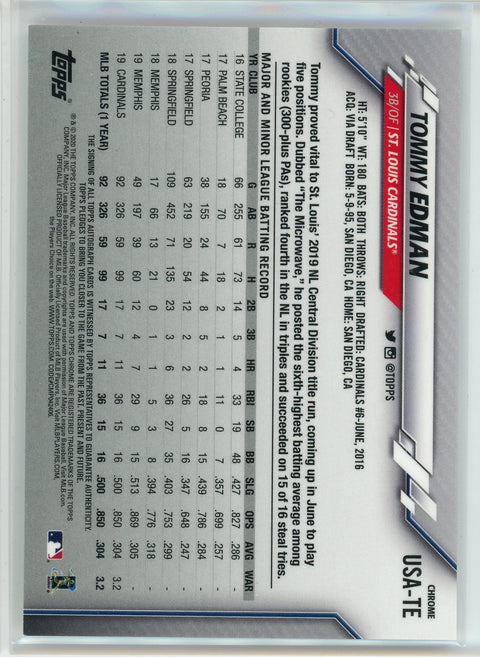 2020 Topps Chrome Update #USA-TE Tommy Edman Autographs
