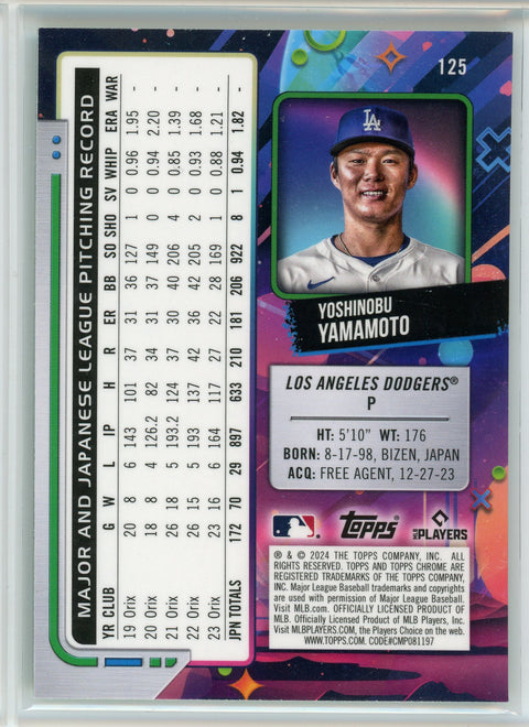 2024 Topps Chrome Cosmic #125 Yoshinobu Yamamoto Green Space Dust /75