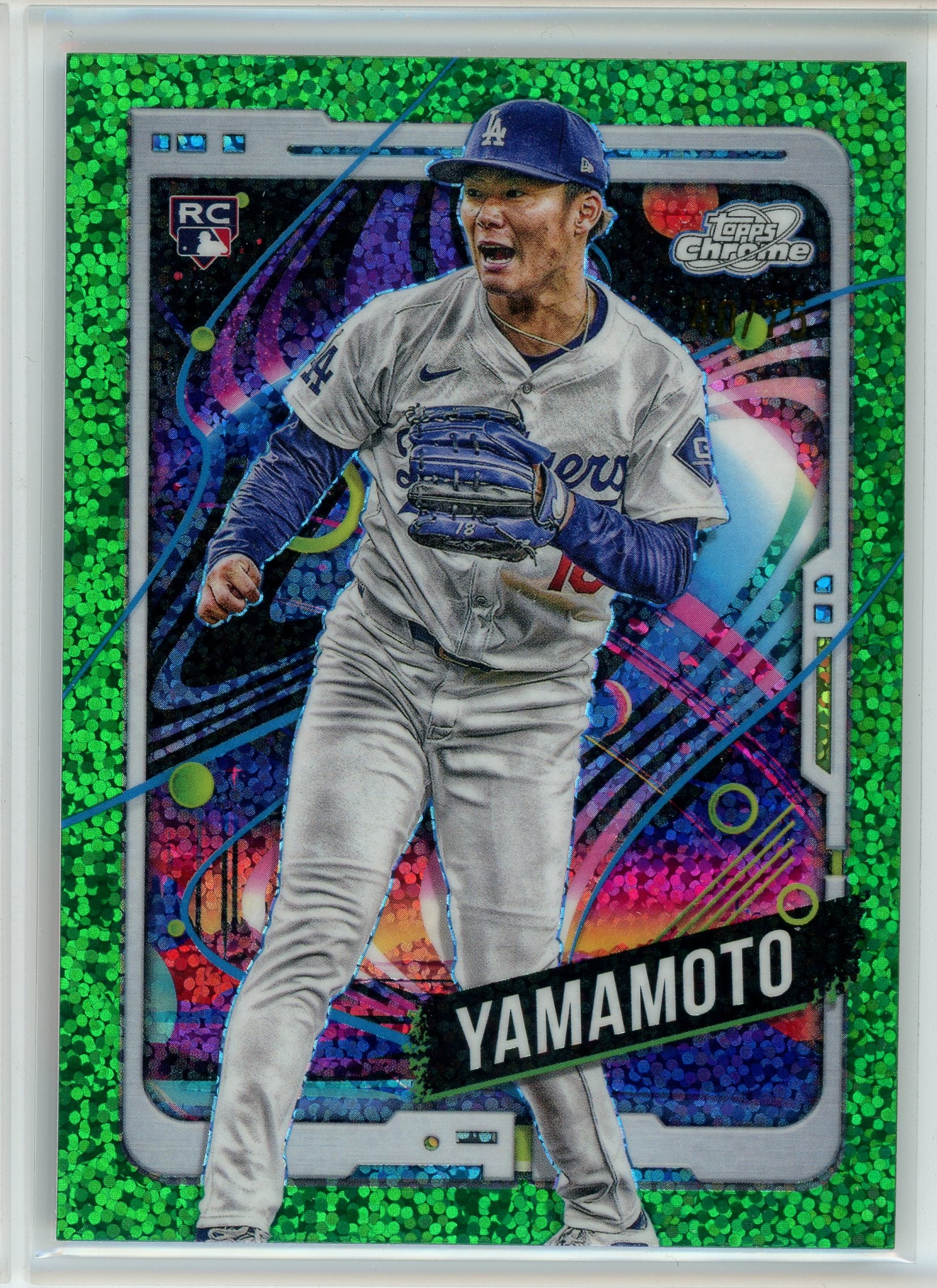 2024 Topps Chrome Cosmic #125 Yoshinobu Yamamoto Green Space Dust /75