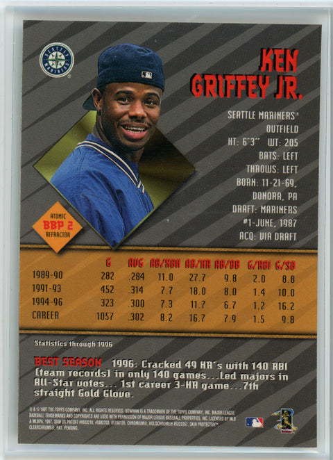 1997 Bowman #BBP 2 Ken Griffey Jr. Bowman's Best Preview Atomic Refractors
