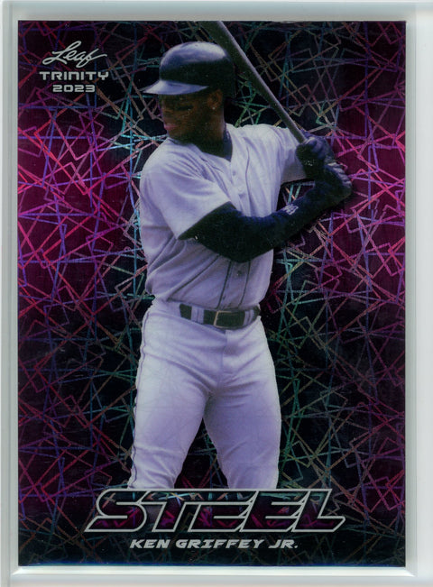 2023 Leaf Trinity #S-42 Ken Griffey Steel Pink Laser /25