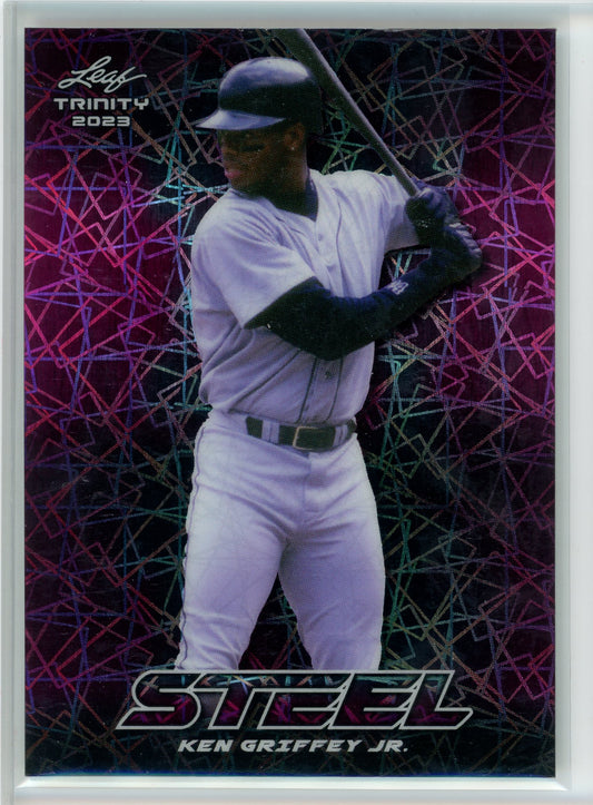 2023 Leaf Trinity #S-42 Ken Griffey Steel Pink Laser /25