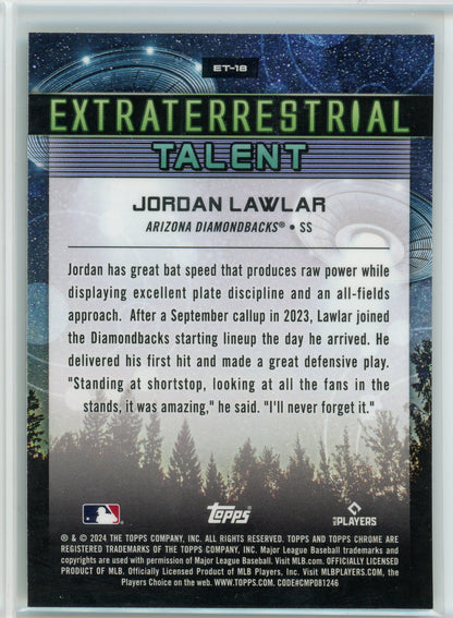 2024 Topps Chrome #ET-18 Jordan Lawlar Extraterrestrial Talent Green S.D. /75