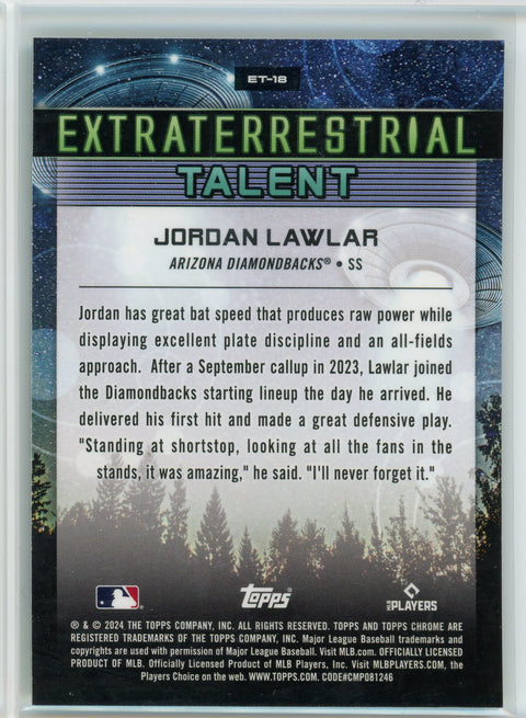2024 Topps Chrome #ET-18 Jordan Lawlar Extraterrestrial Talent Green S.D. /75