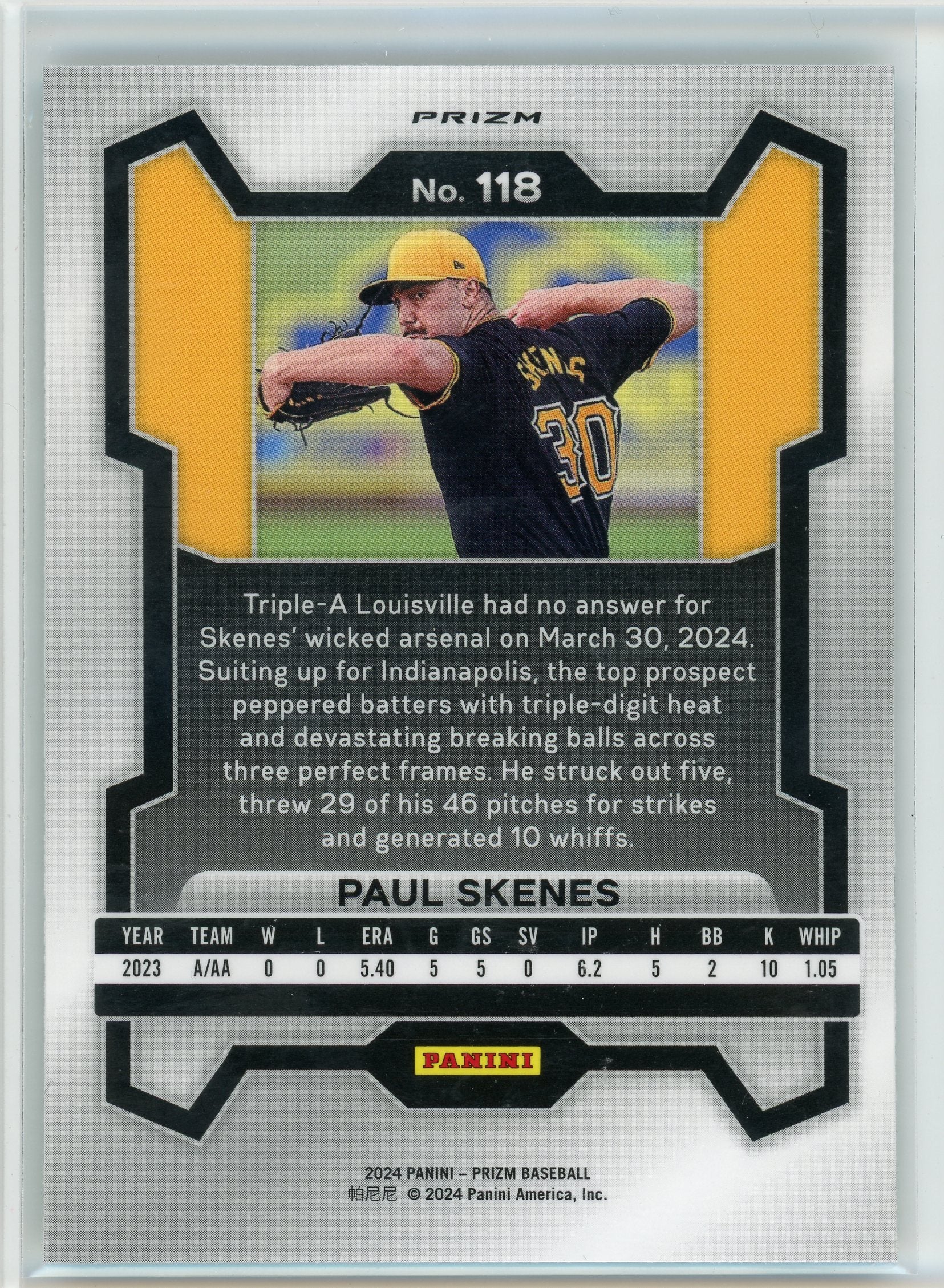2024 Panini Prizm #118 Paul Skenes Green Cracked Ice
