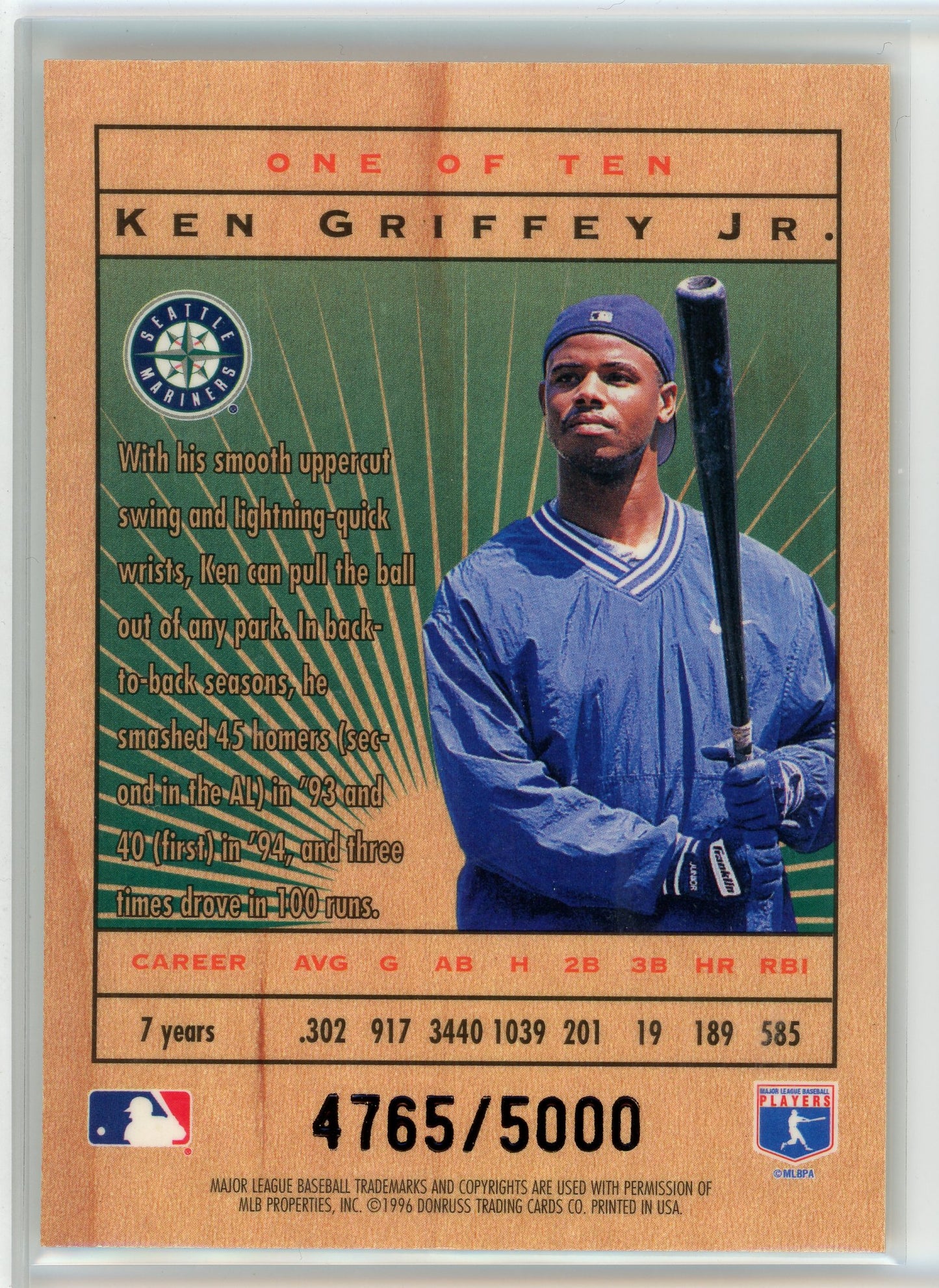 1996 Leaf Limited #1 Ken Griffey Jr. Lumberjacks