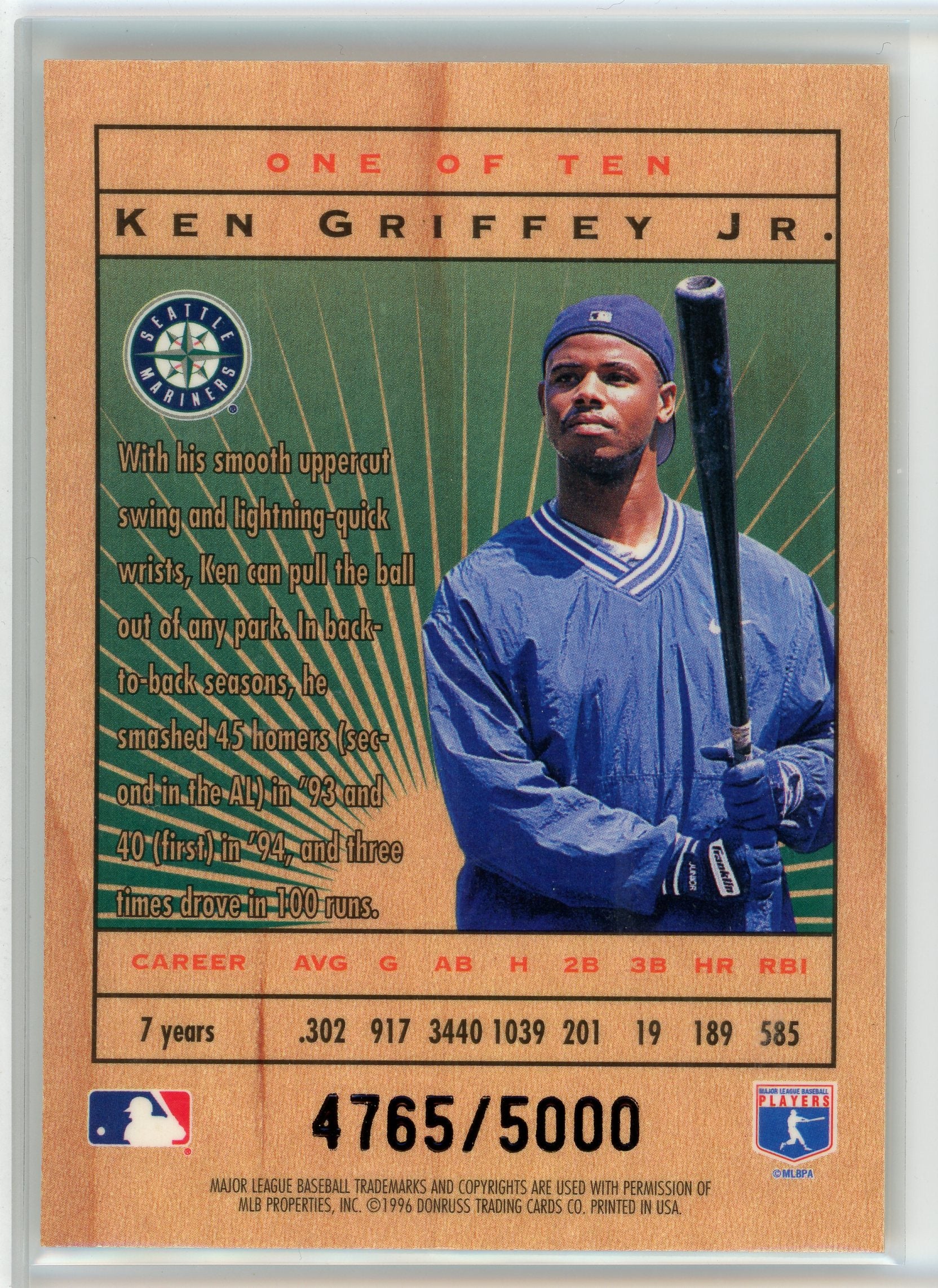 1996 Leaf Limited #1 Ken Griffey Jr. Lumberjacks