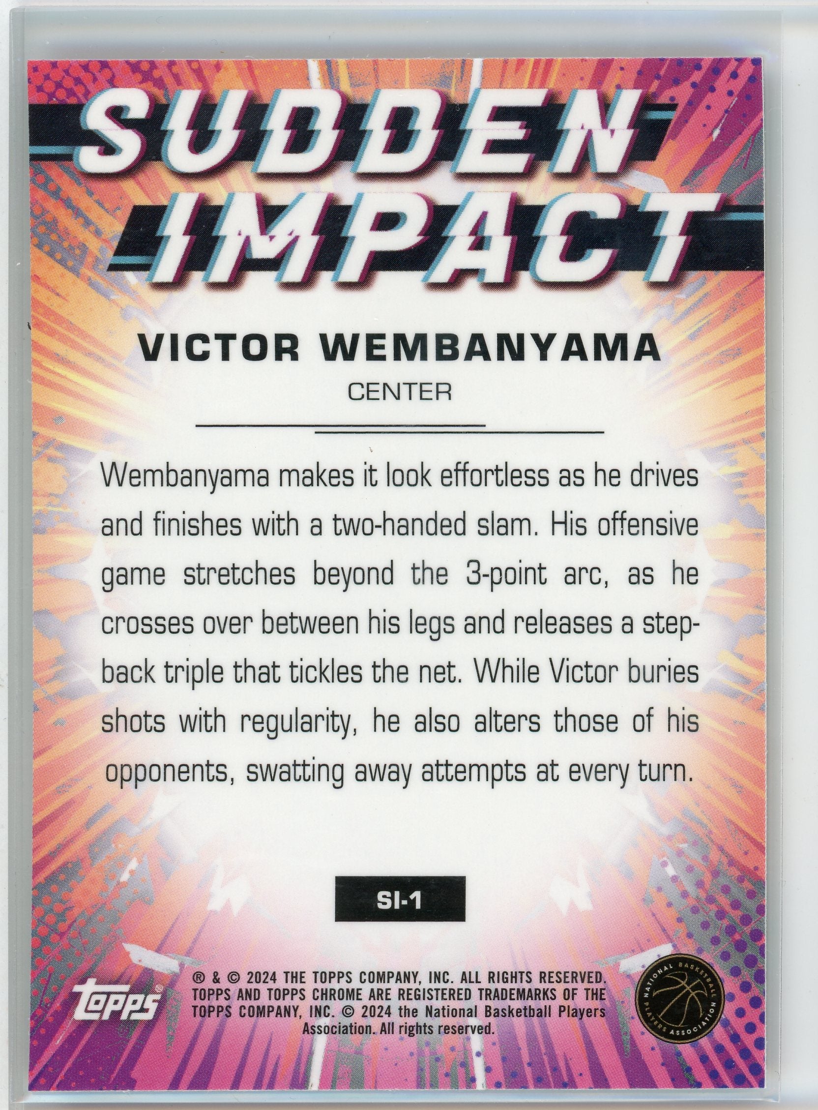 2024 Topps Chrome #SI-1 Victor Wembanyama Sudden Impact Blue