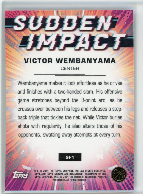 2024 Topps Chrome #SI-1 Victor Wembanyama Sudden Impact Blue