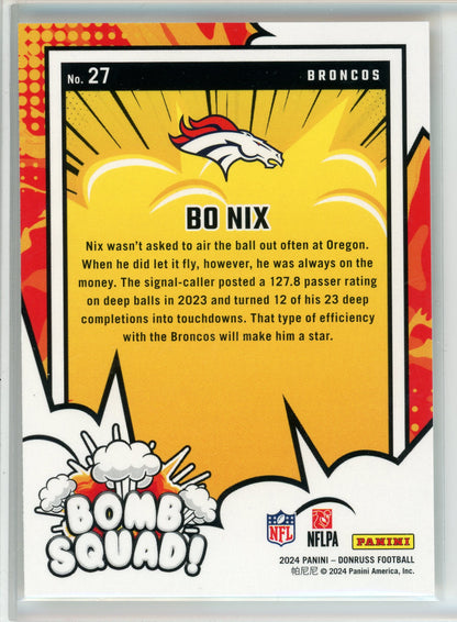 2024 Donruss #27 Bo Nix Bomb Squad