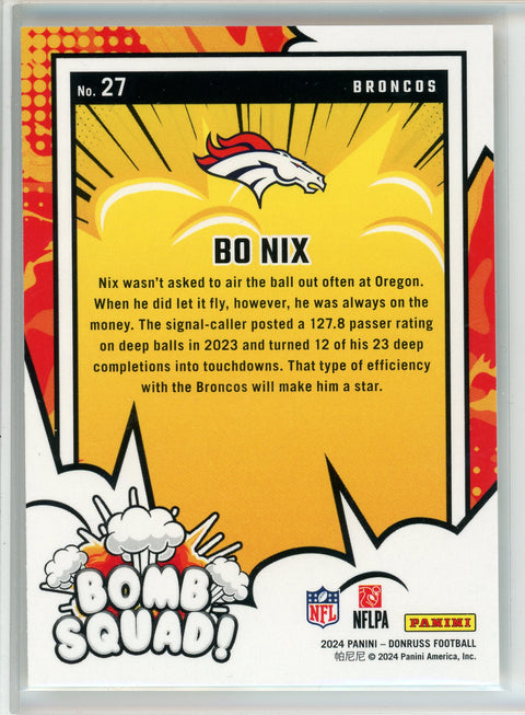 2024 Donruss #27 Bo Nix Bomb Squad