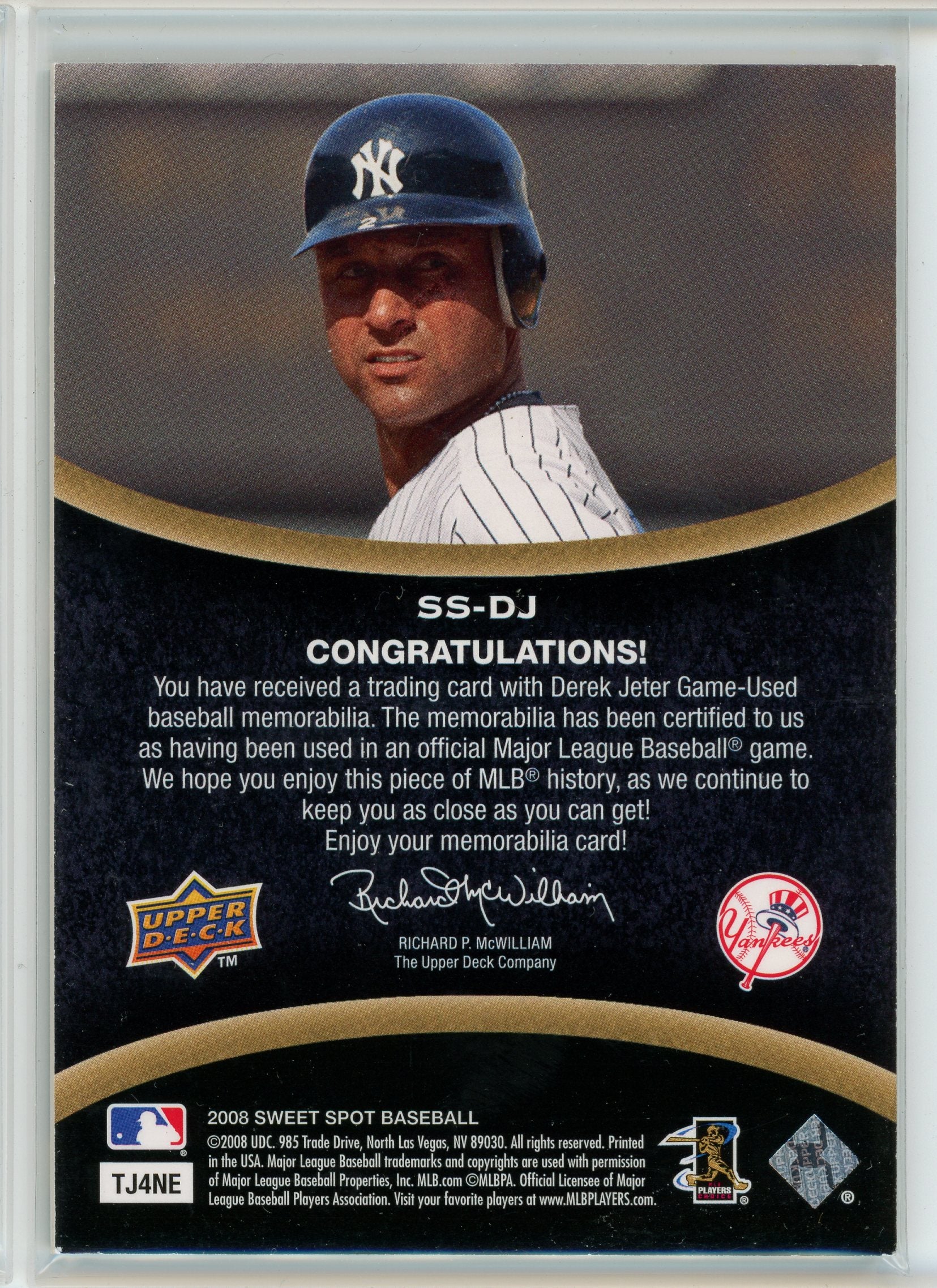 2008 Upper Deck Sweet Spot #SS-DJ Derek Jeter Swatches