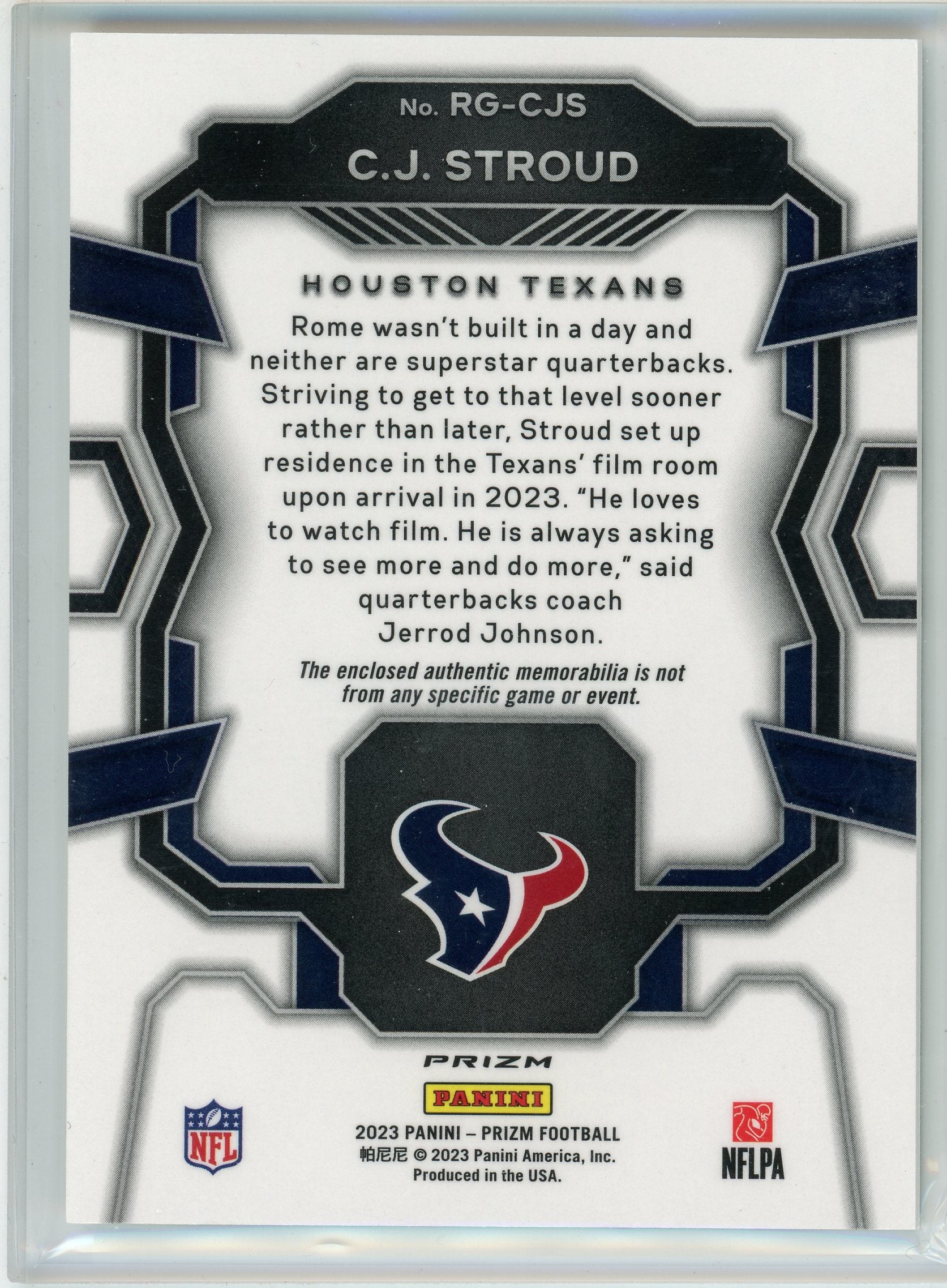 2023 Panini Prizm #RG-CJS C.J. Stroud Rookie Gear
