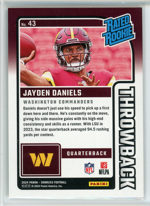2024 Donruss #43 Jayden Daniels Rated Rookies Throwback