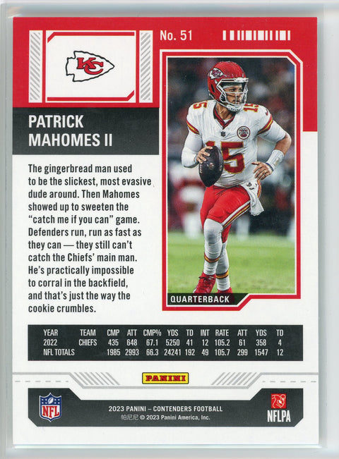 2023 Panini Contenders #51 Patrick Mahomes II Season Ticket Retail