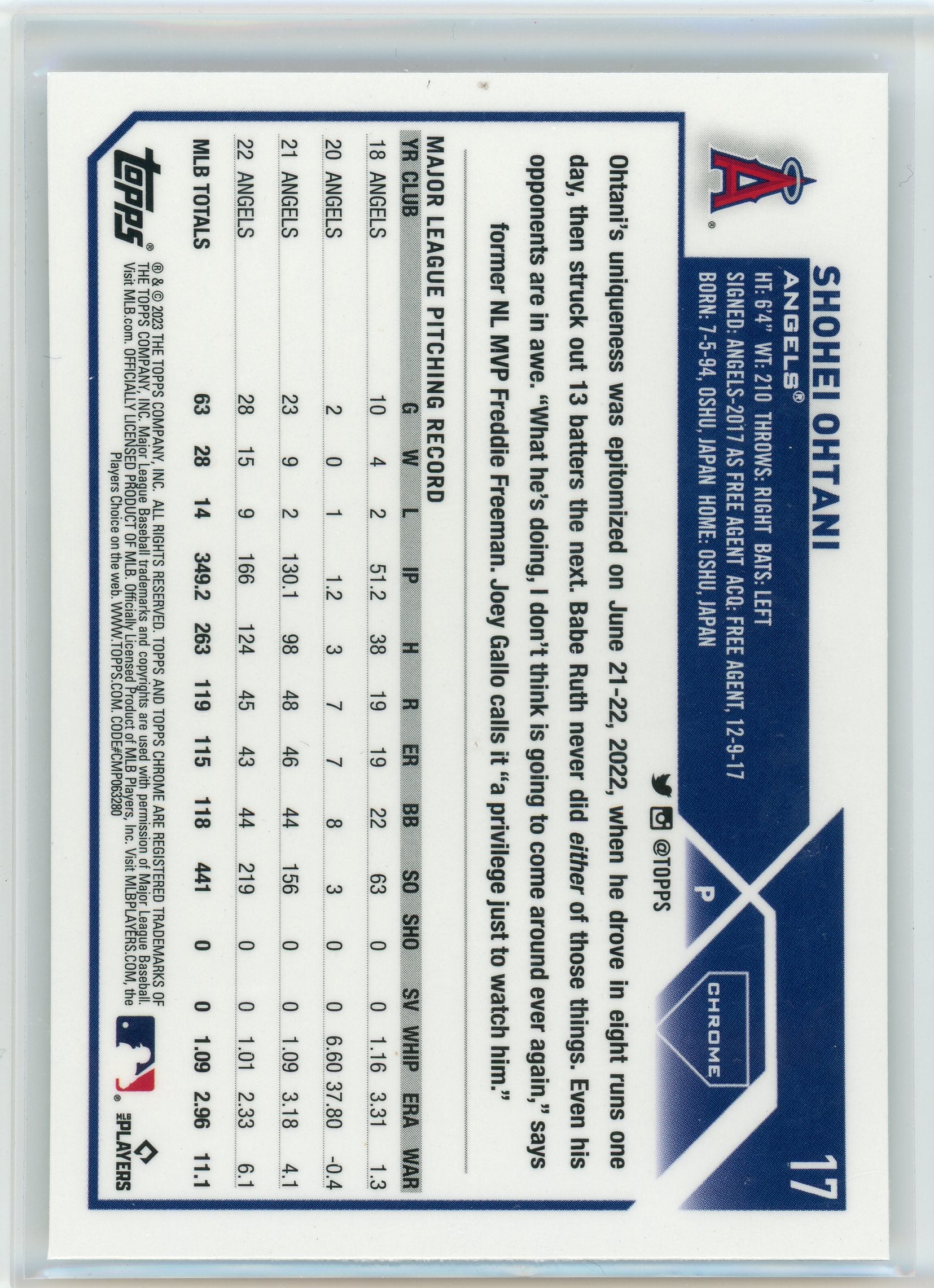 2023 Topps #17 Shohei Ohtani Logofractor