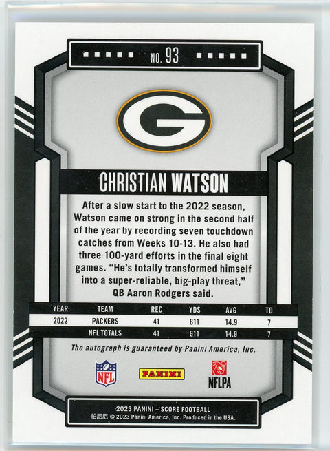 2023 Score #93 Christian Watson Signatures