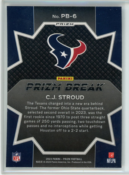 2023 Panini Prizm #PB-6 C.J. Stroud Prizm Break No Huddle