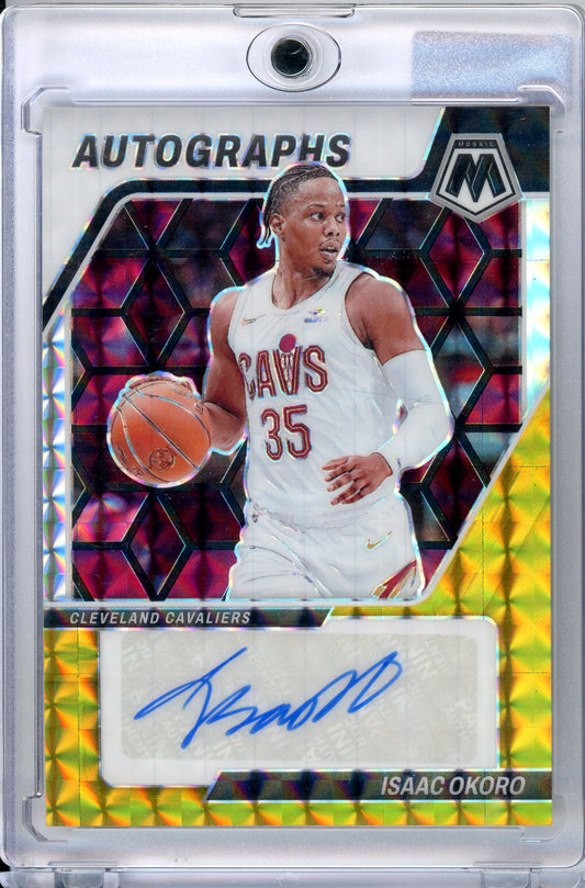 2023-24 Panini Mosaic #AM-OKO Isaac Okoro Autographs Yellow White /8