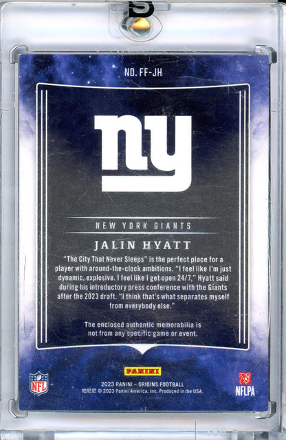 2023 Panini Origins #FF-JH Jalin Hyatt Future Fabrics Green /10