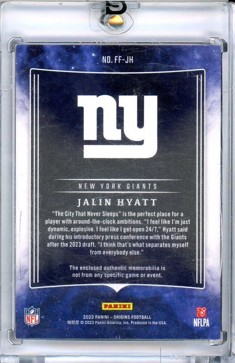 2023 Panini Origins #FF-JH Jalin Hyatt Future Fabrics Green /10