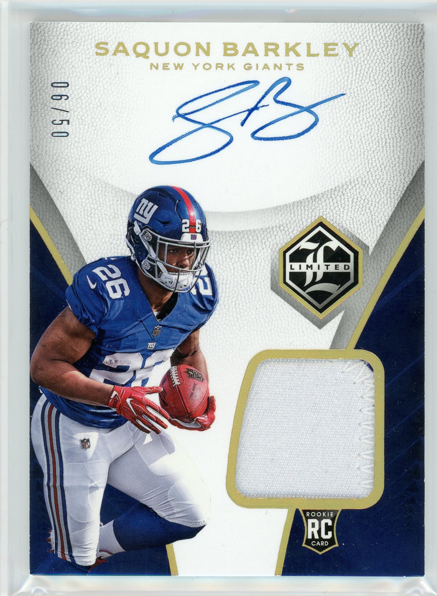 2018 Panini Limited #103 Saquon Barkley Rookie Patch Auto /50