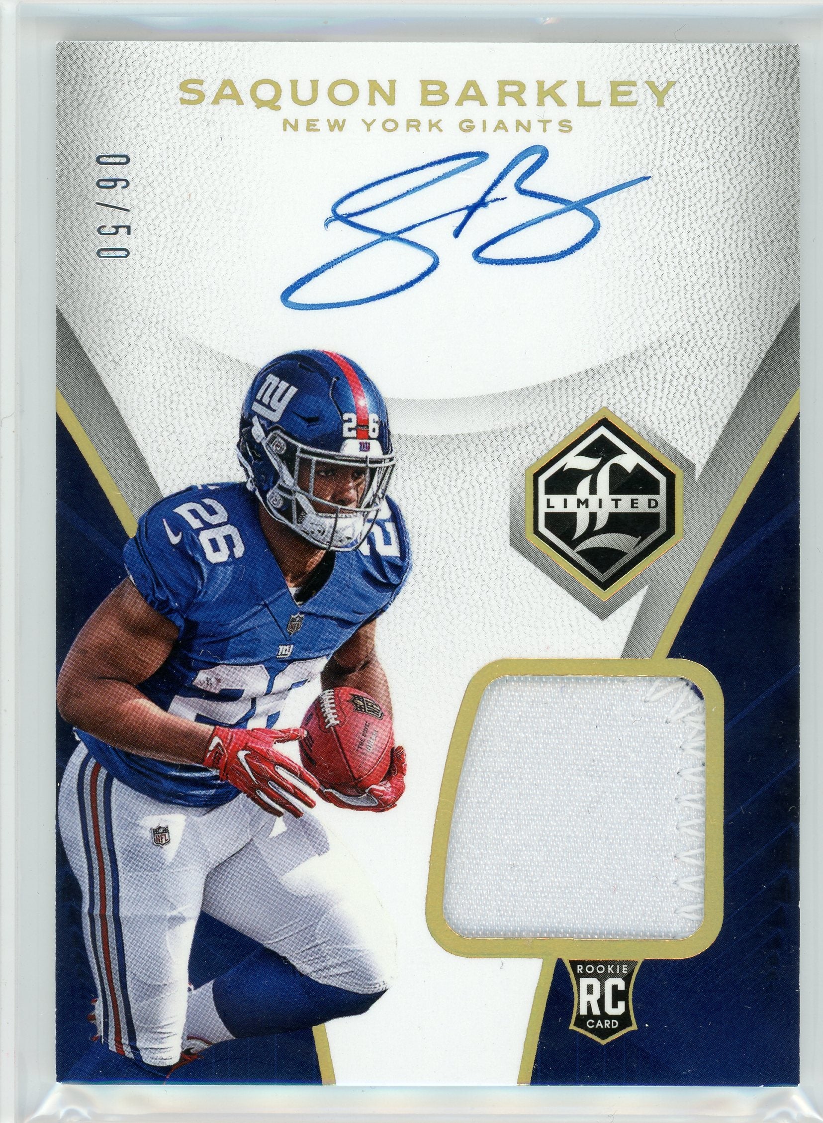 2018 Panini Limited #103 Saquon Barkley Rookie Patch Auto /50