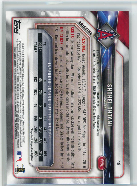 2018 Bowman #49 Shohei Ohtani