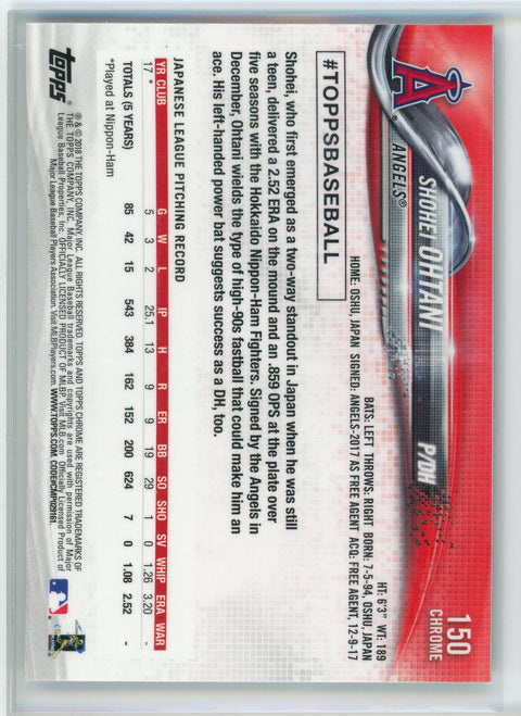 2018 Topps Chrome #150 Shohei Ohtani