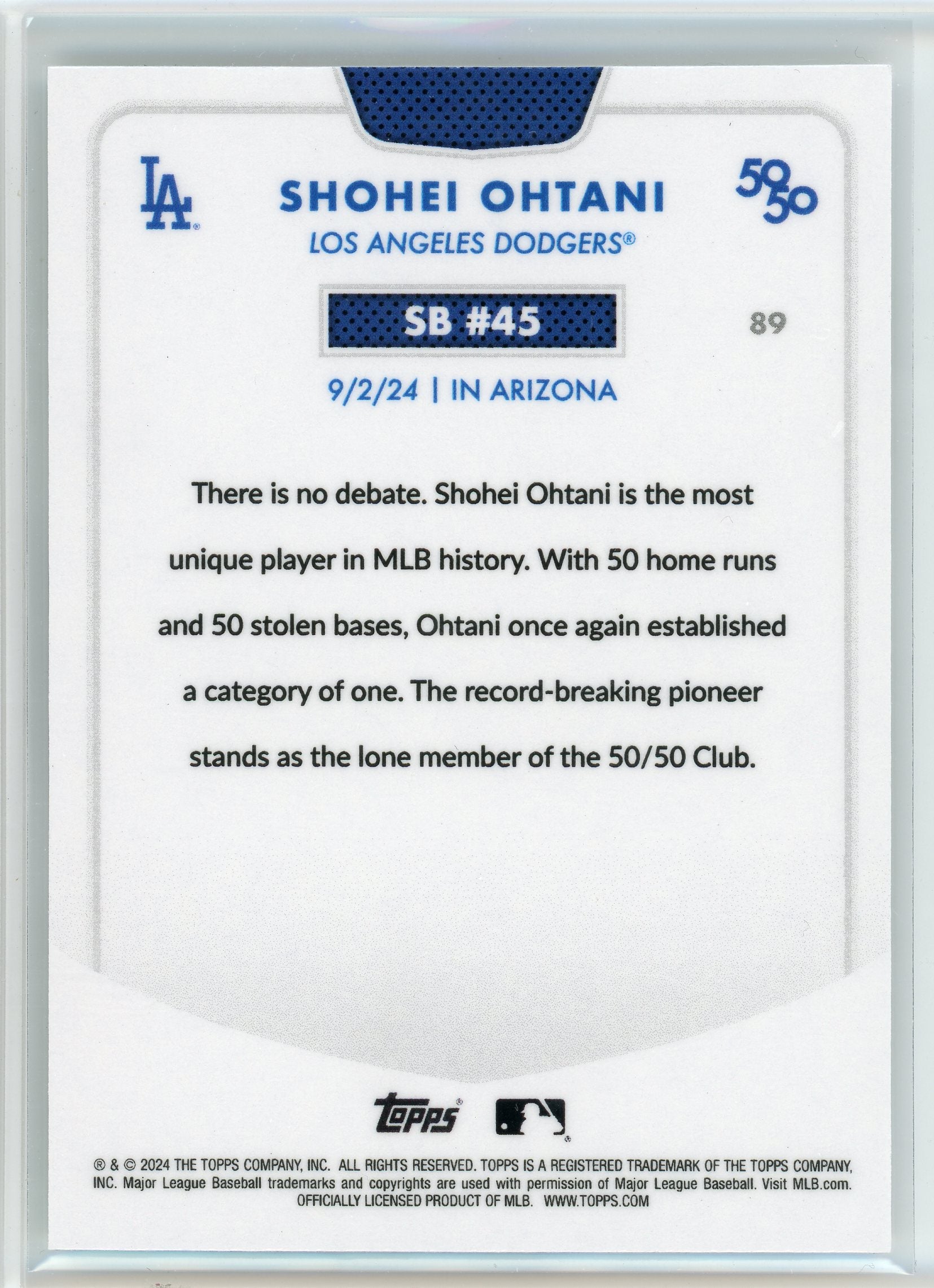 2024 Topps 50/50 SB #45 #89 Shohei Ohtani /75