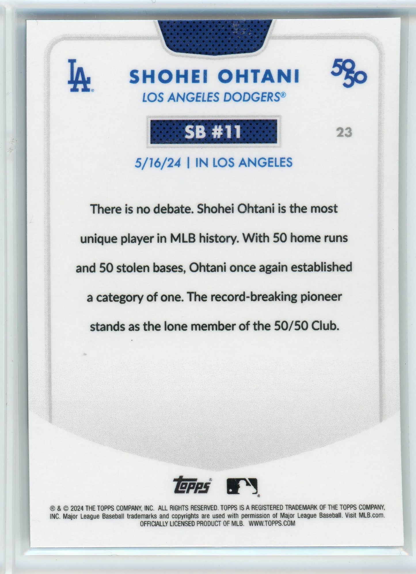 2024 Topps 50/50 SB #11 #23 Shohei Ohtani /150