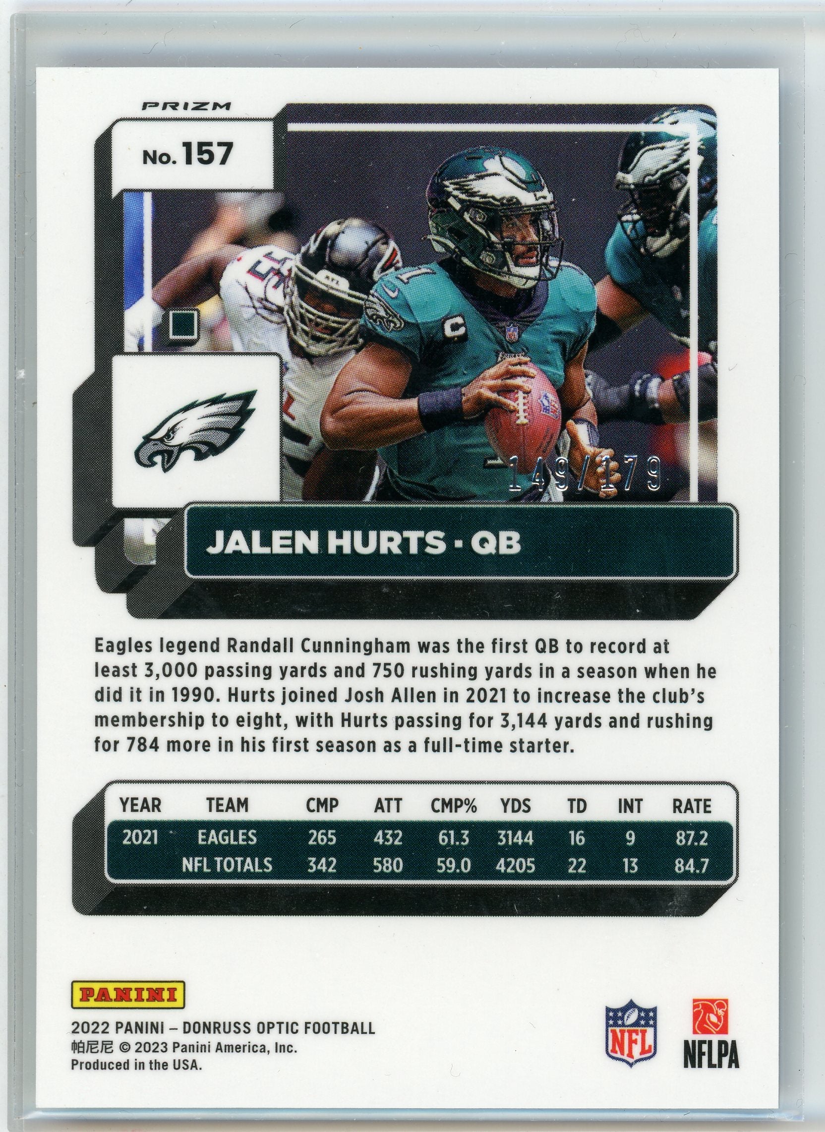 2022 Donruss #171 Jalen Hurts Blue Prizm /179