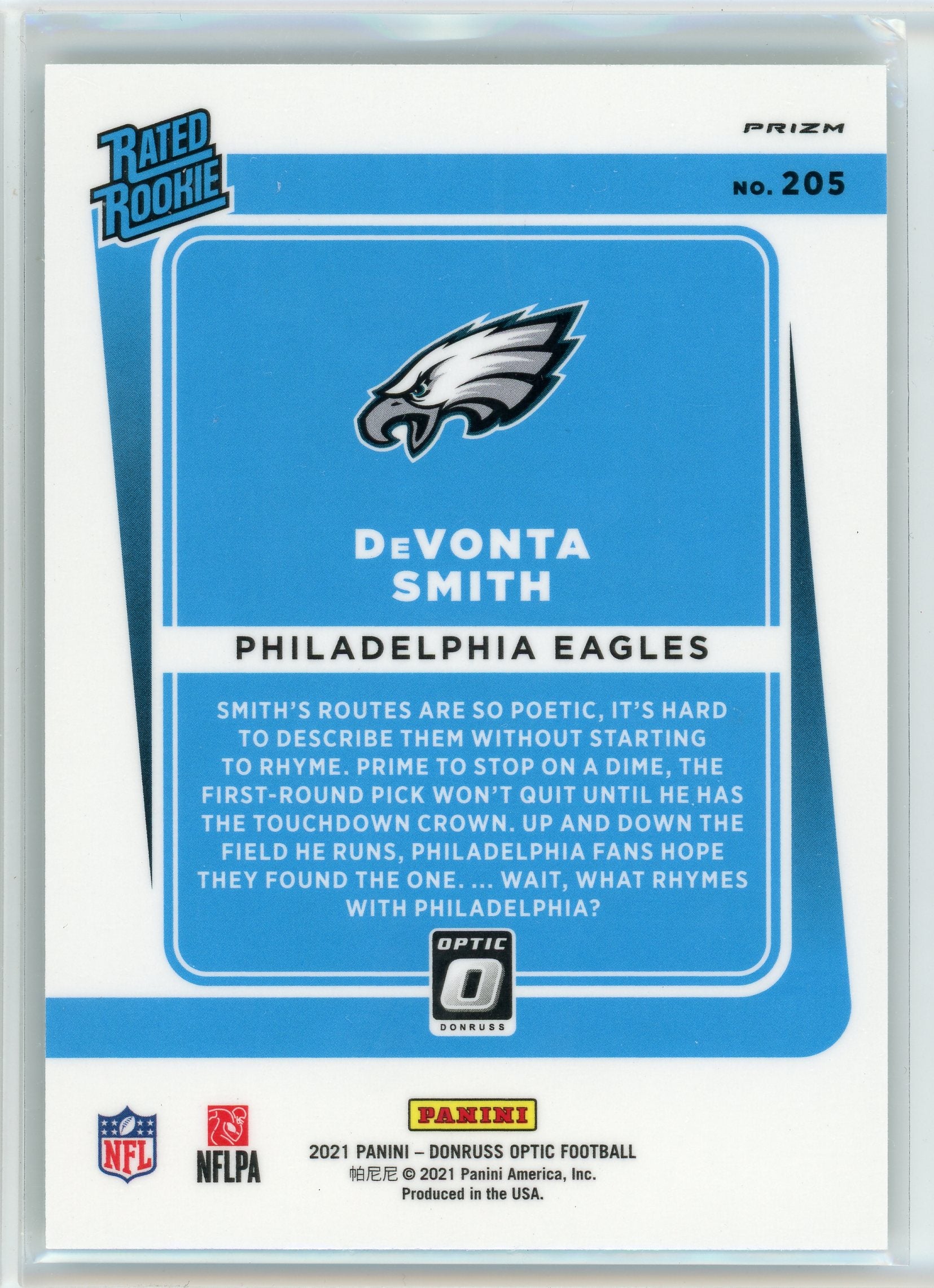 2021 Donruss Optic #157 DeVonta Smith Green Velocity Prizm