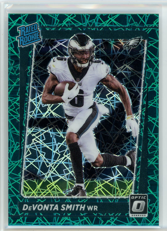 2021 Donruss Optic #157 DeVonta Smith Green Velocity Prizm