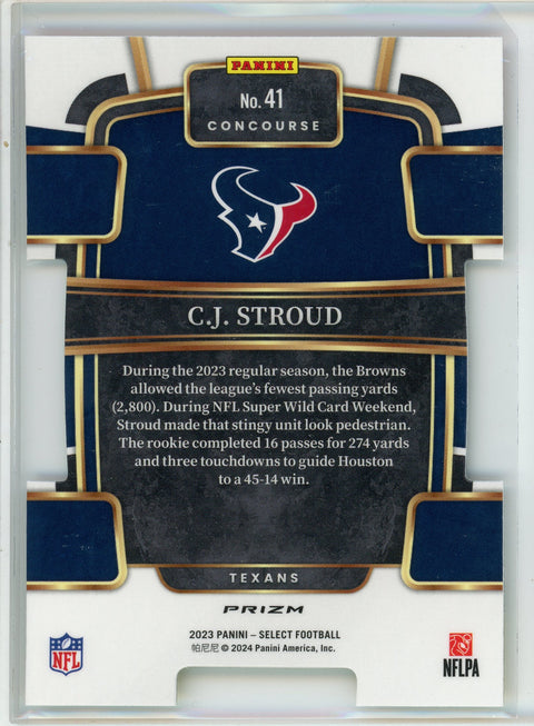 2023 Panini Select #41 C.J. Stroud Red And Yellow Die-Cut