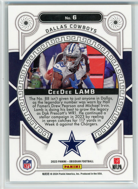 2023 Panini Obsidian #6 CeeDee Lamb Orbital /65