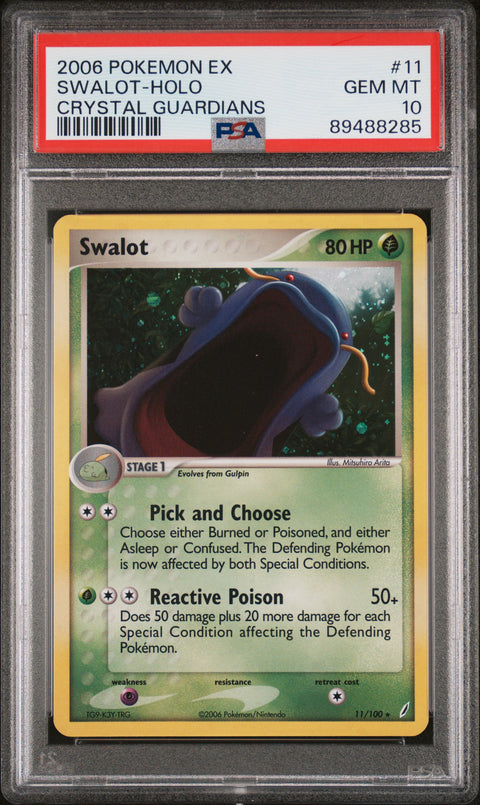 2006 Pokemon Ex Crystal Guardians #11 Swalot-Holo Crystal Guardians PSA 10