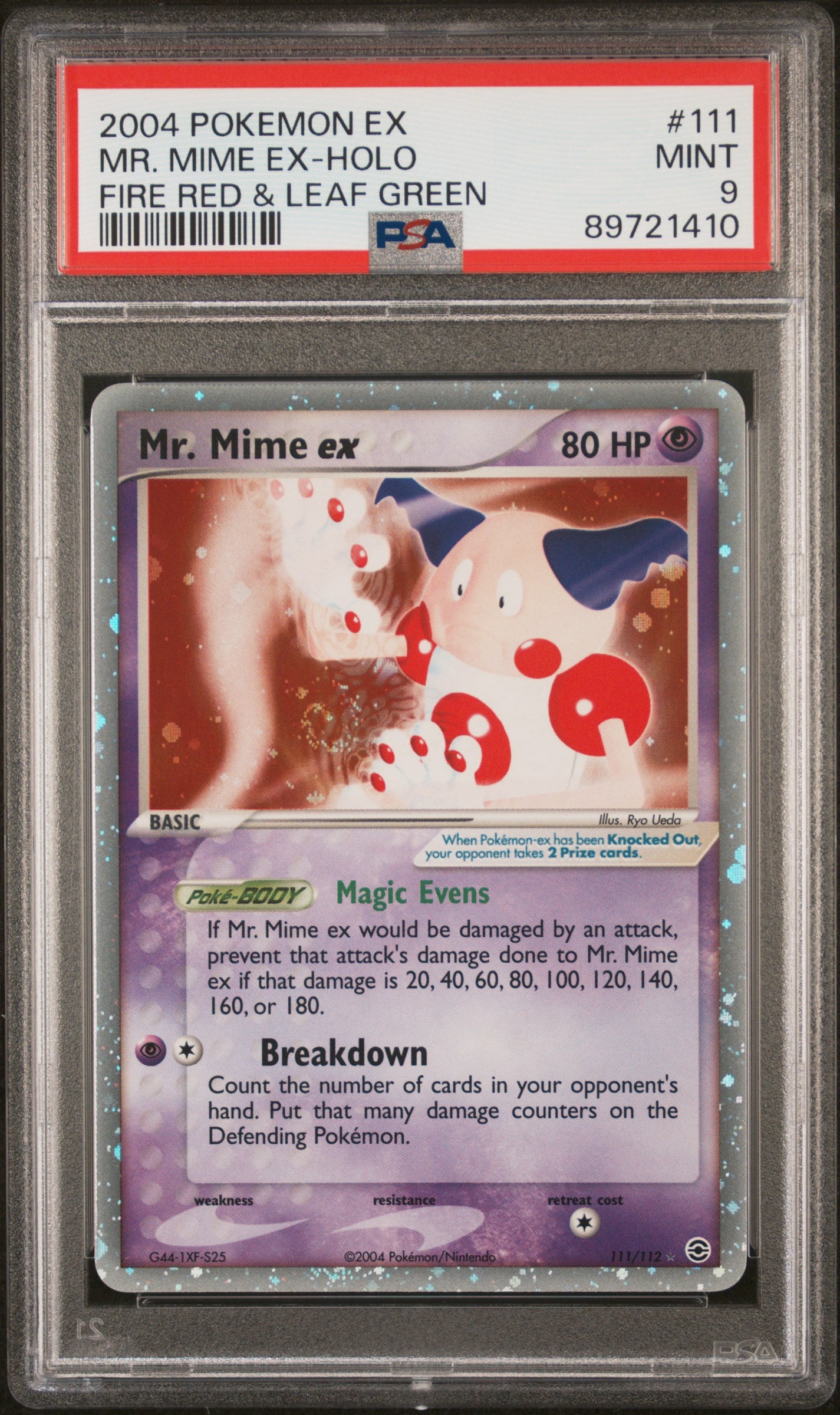2004 Pokemon Ex Fire & Leaf #111 Mr. Mime Ex-Holo Fire Red & Leaf Green PSA 9
