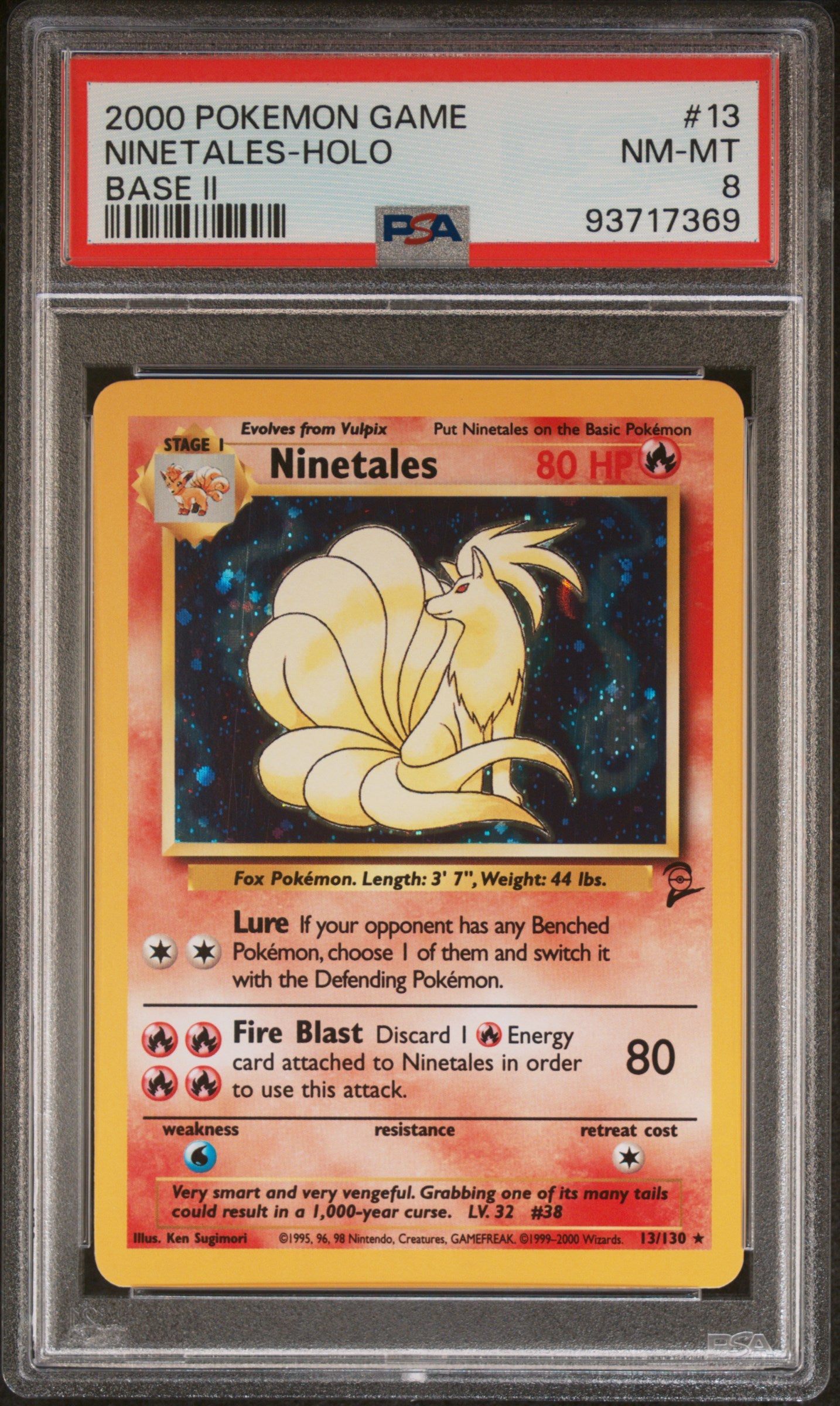 2000 Pokemon Game Base Ii #13 Ninetales-Holo Base Ii PSA 8