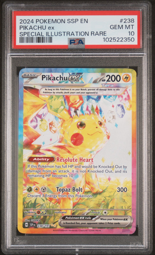 2024 Pokemon Ssp En-Surging Sparks #238 Pikachu Ex SIR PSA 10