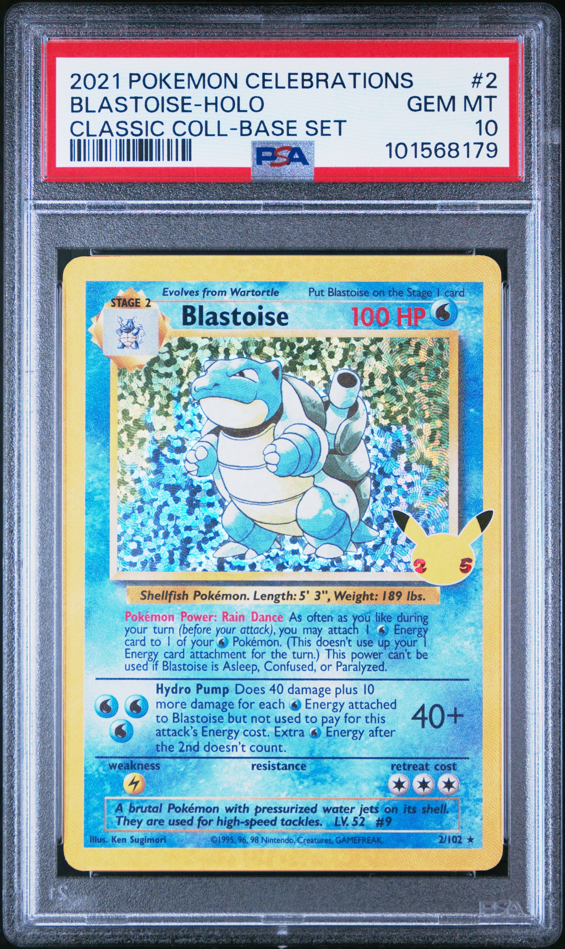 2021 Pokemon Celebrations Classic Collection #2 Blastoise-Holo Base Set PSA 10