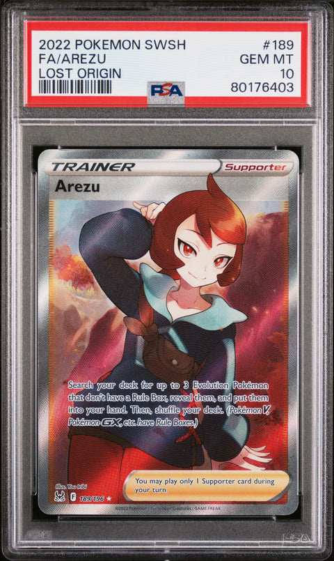 2022 Pokemon Sword & Shield Lost Origin #189 Fa/Arezu Lost Origin PSA 10