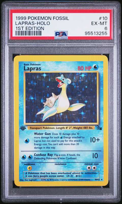 1999 Pokemon Fossil #10 Lapras-Holo 1st Edition PSA 6